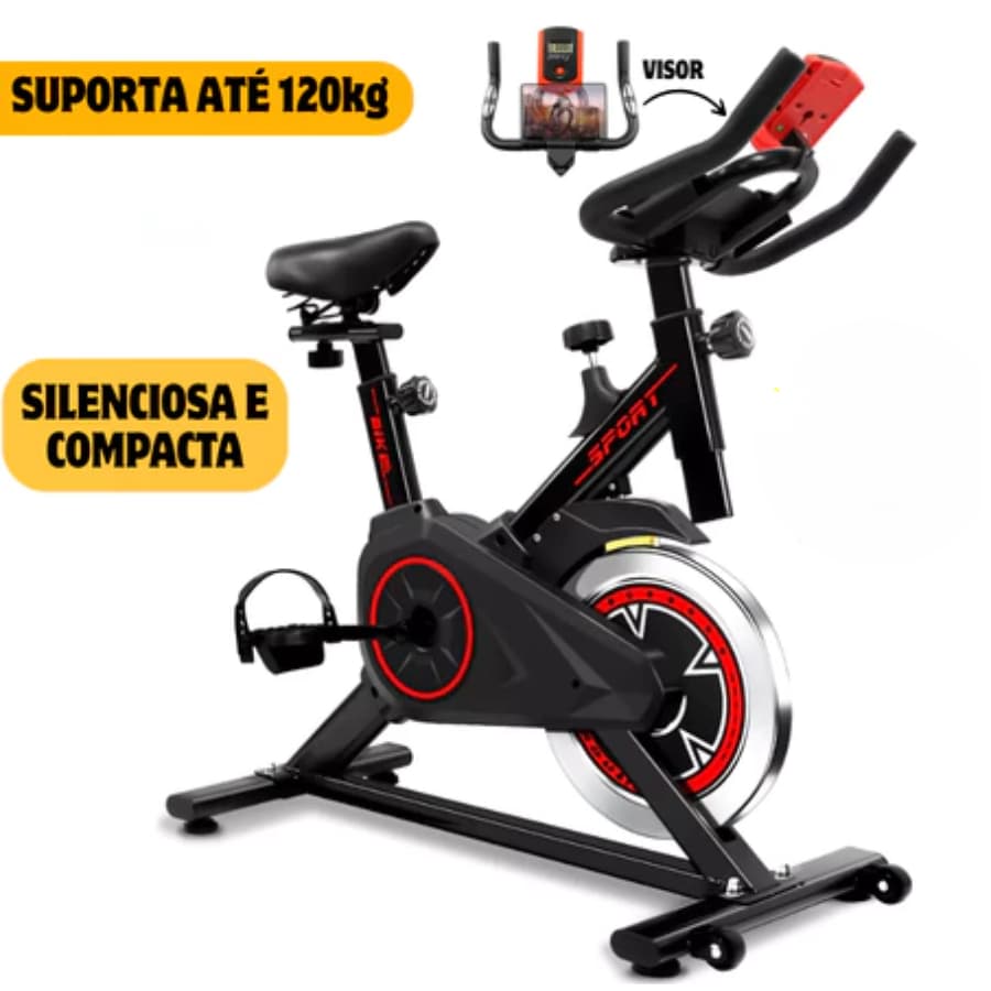 Bicicleta Spinning Bike Ergométrica Para Exercícios Monitor 4kg e 6kg Suporta até 120kg