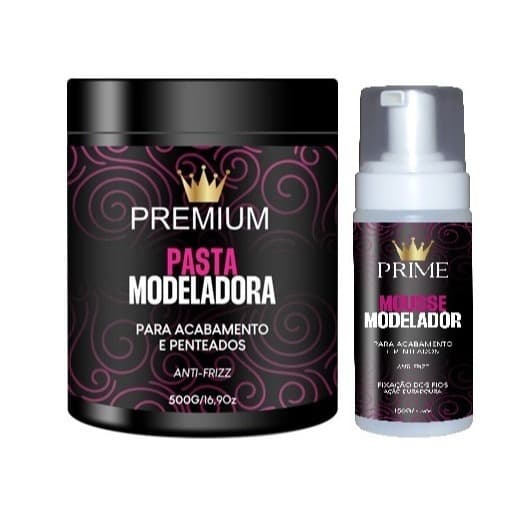 KIT PASTA MODELADORA PREMIUM PROFISSIONAL 500G-MOUSSE MODELADOR PRIME 120ML