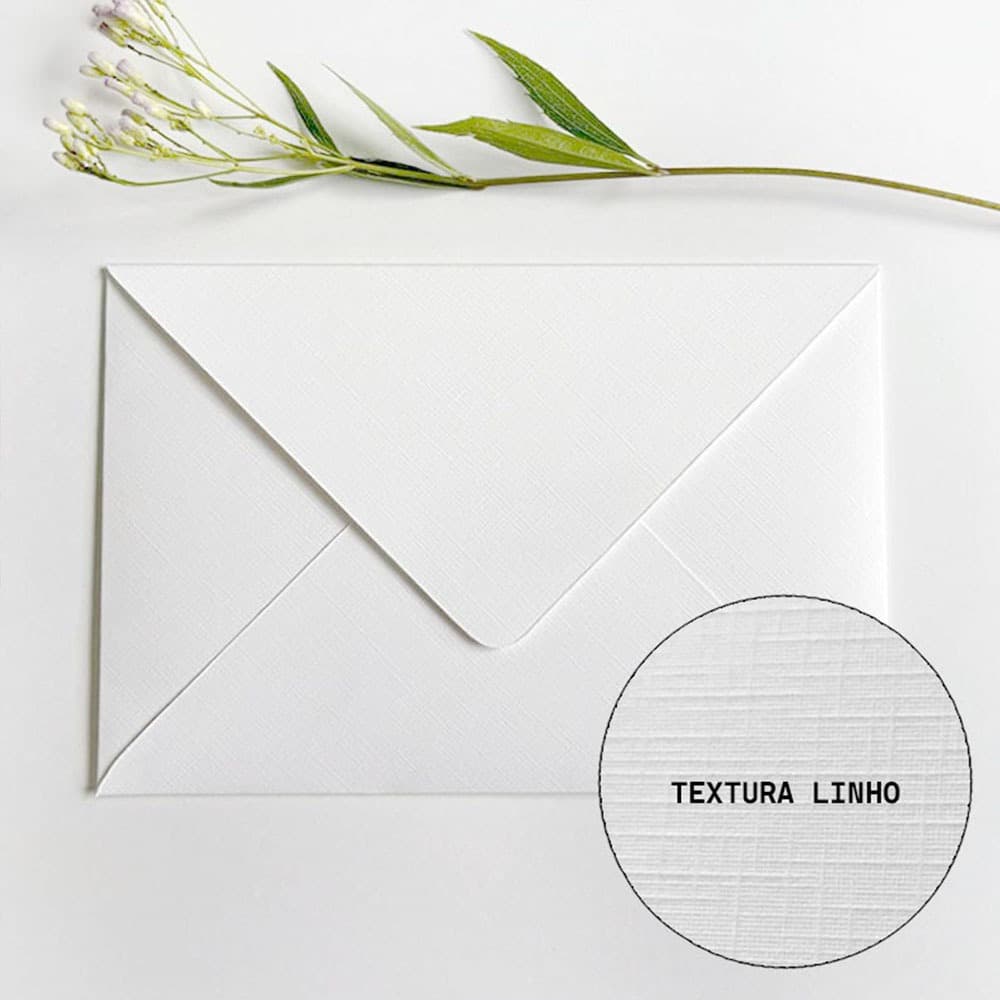 ENVELOPE PARA CONVITE DE CASAMENTO HORIZONTAL 15x21 cm PAPEL OPALINA LINHO TELADO 240G