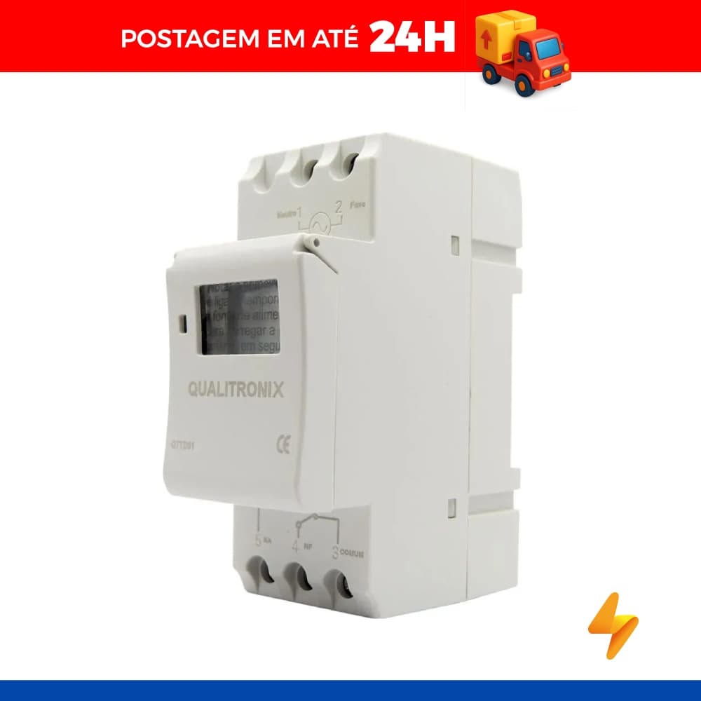 Timer Digital Para Trilho Din 40 Prog - Qualitronix