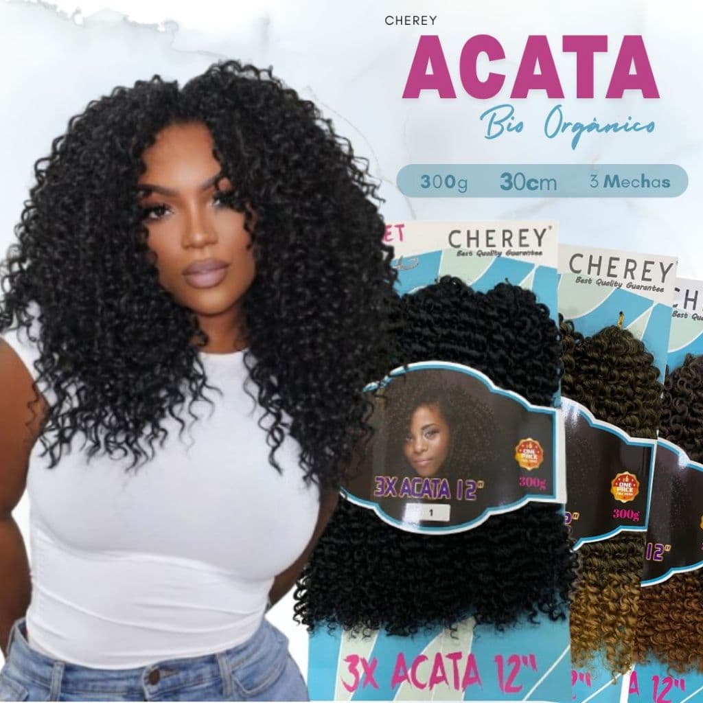 Cabelo Cacheado Bio Orgânico Para Crochet Braid Acata - Cherey 30cm 300g