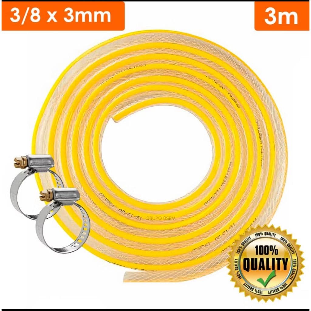 MANGUEIRA PARA GAS EM METROS, COM DUAS ABRAÇADEIRAS DE BRINDE