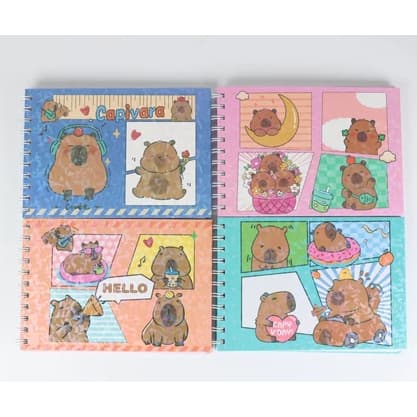 Caderno De Colorir Capivara 4 Cores Capa Dura 50 Folhas Livro Para Colorir, Fanwix