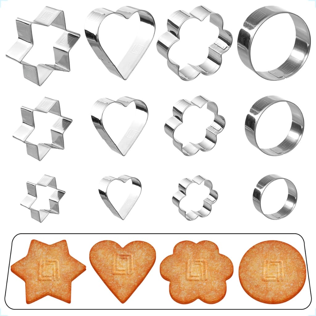 Cortador de Biscoito Legumes Frutas Molde Confeitaria Estrela Coração Aço Inox Kit Varias Peças