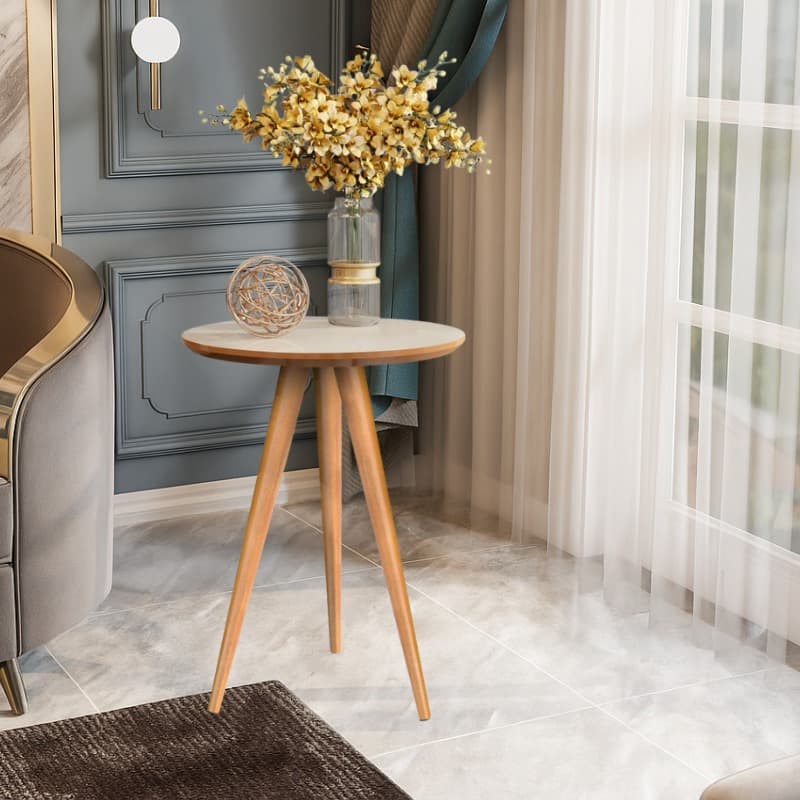 Mesa de Apoio Retrô 62cm Redonda com Pés Palito Decoração - Cores