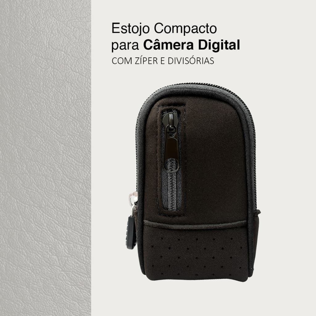 Estojo Compacto Para Câmera Digital Com Zíper E Divisórias