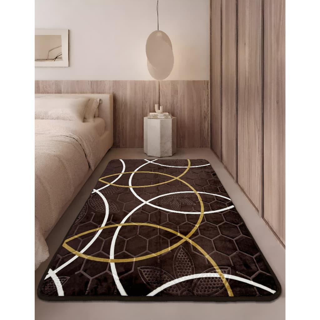 Tapete Sala Quarto Geomético 1x1,4 Mt Antiderrapante Ins Flannel Grande Estampado