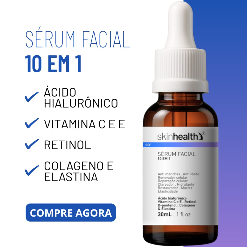 Sérum Facial 10 em 1 - Retinol, Ácido Hialurônico, Vitamina C, Vitamina E Skinhealth 30ml
