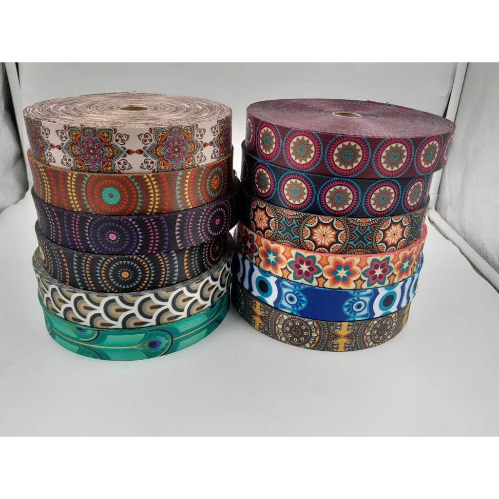 Alça Firme e Colorida 30mm com Estampa Mandalas - Metragem