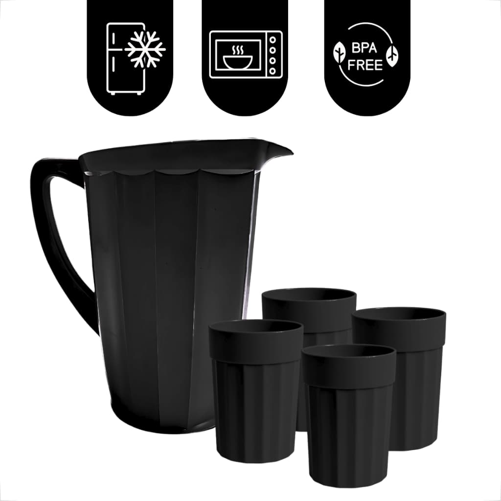 Kit Reutilizável Jarra e Copos Coloridos 350ml para Bebidas Frias