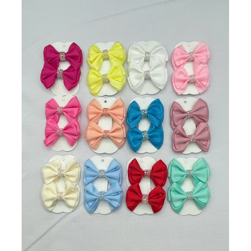 Kit 24 Laços Infantis Luxo Parzinho – Cores Sortidas, Fita Gorgurão, Presilha Bico de Pato