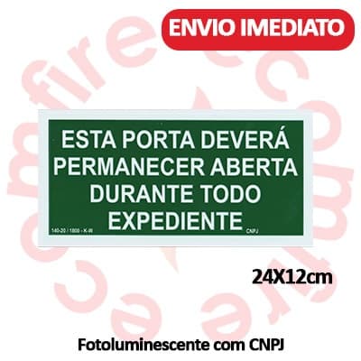 Placa de Sinalização de Emergência - M7 Portas Abertas - Rota de Fuga e Saída - ABNT