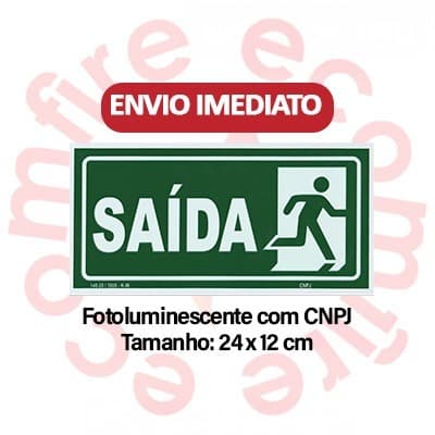 Placa de Sinalização de Emergência  - S14 Saída Direita - Rota de Fuga e Saída - ABNT