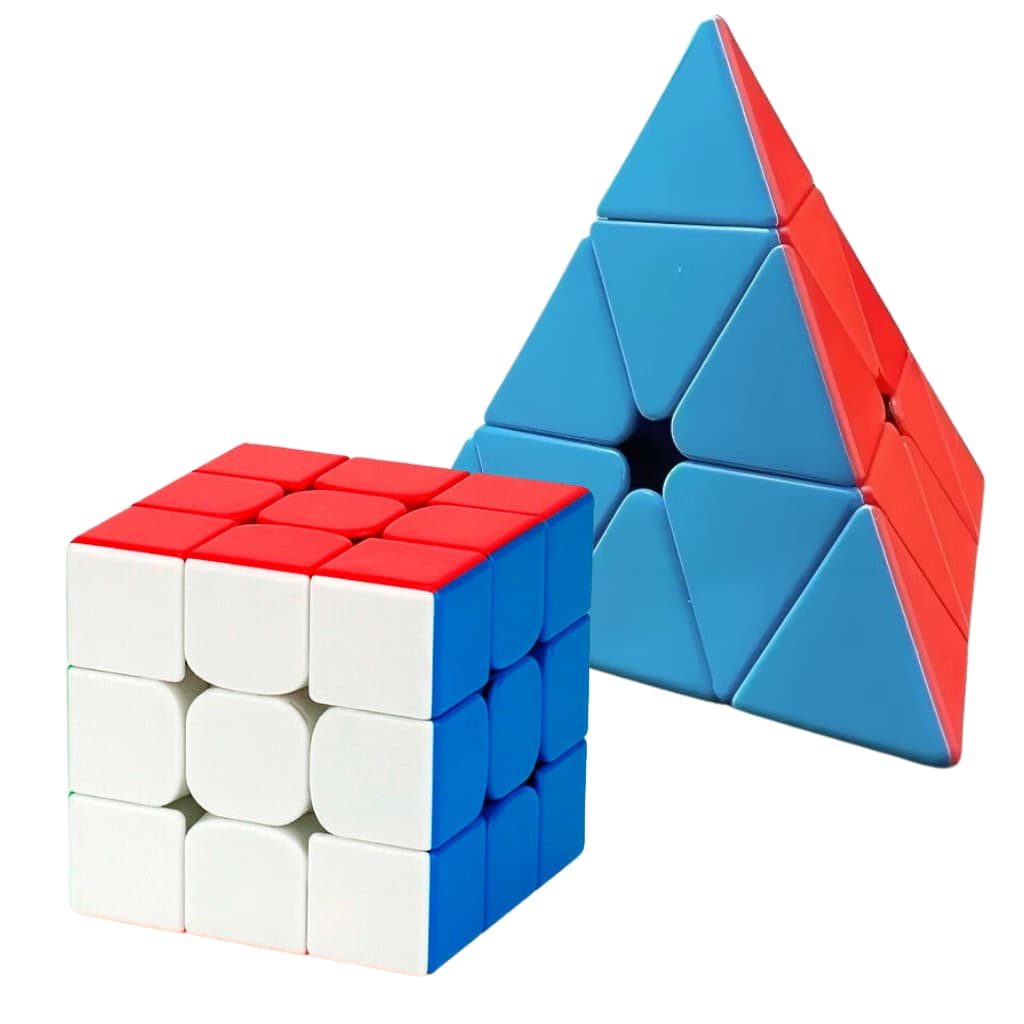 Kit 1/2 Cubo Mágico 3x3 + Pirâmide Mágica 3x3 Brinquedo Educativo Antiestresse