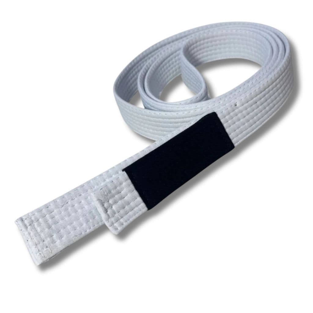 Faixa Branca Jiu Jitsu Ponta Preta Adulto Rígida 6 Costuras