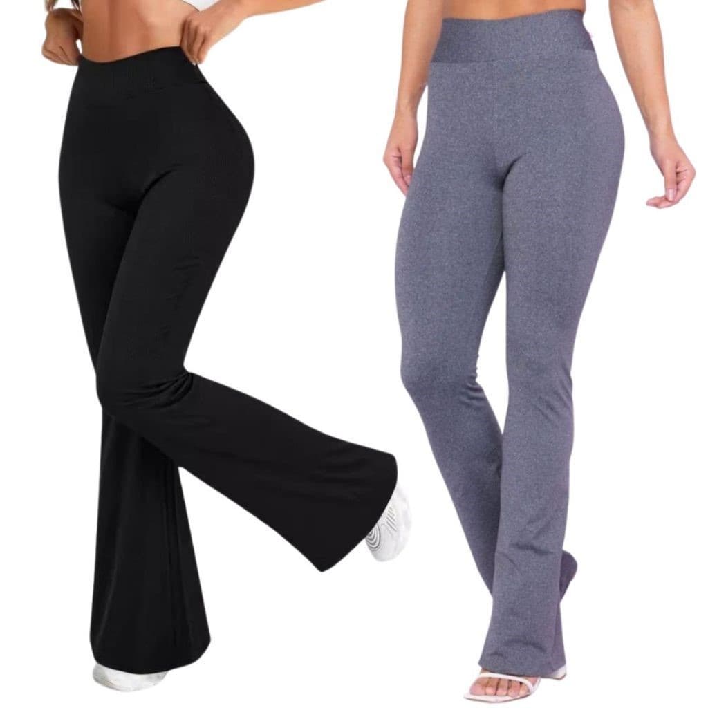 Calça Legging Flare Bailarina Leg Boca De Sino Cintura Alta