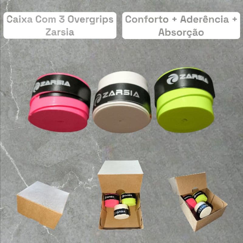 Overgrips Zarsia - Kit Com 3/2/1 Unidades - Para Raquetes De Tênis E Beach Tennis
