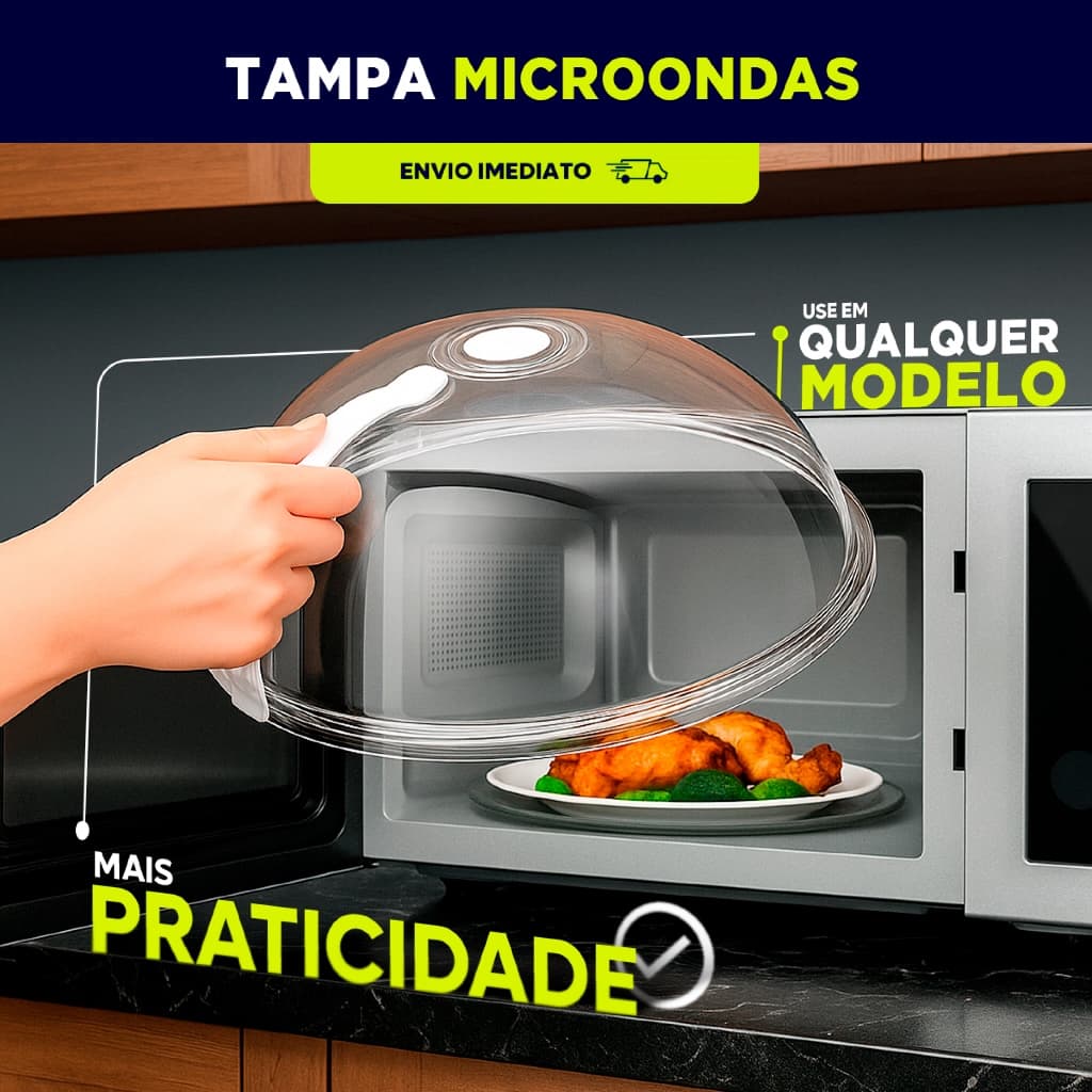 Tampa De Microondas Para Alimentos Com Válvula e Alça De Plastico 9x29cm Diâmetro