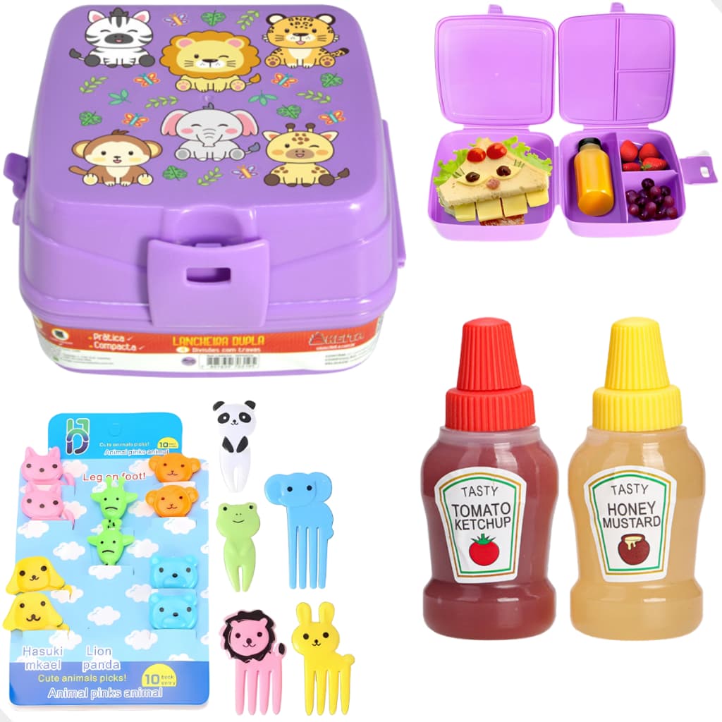 Lancheira Safari Com 10 Garfinhos e 2 Mini Bisnagas