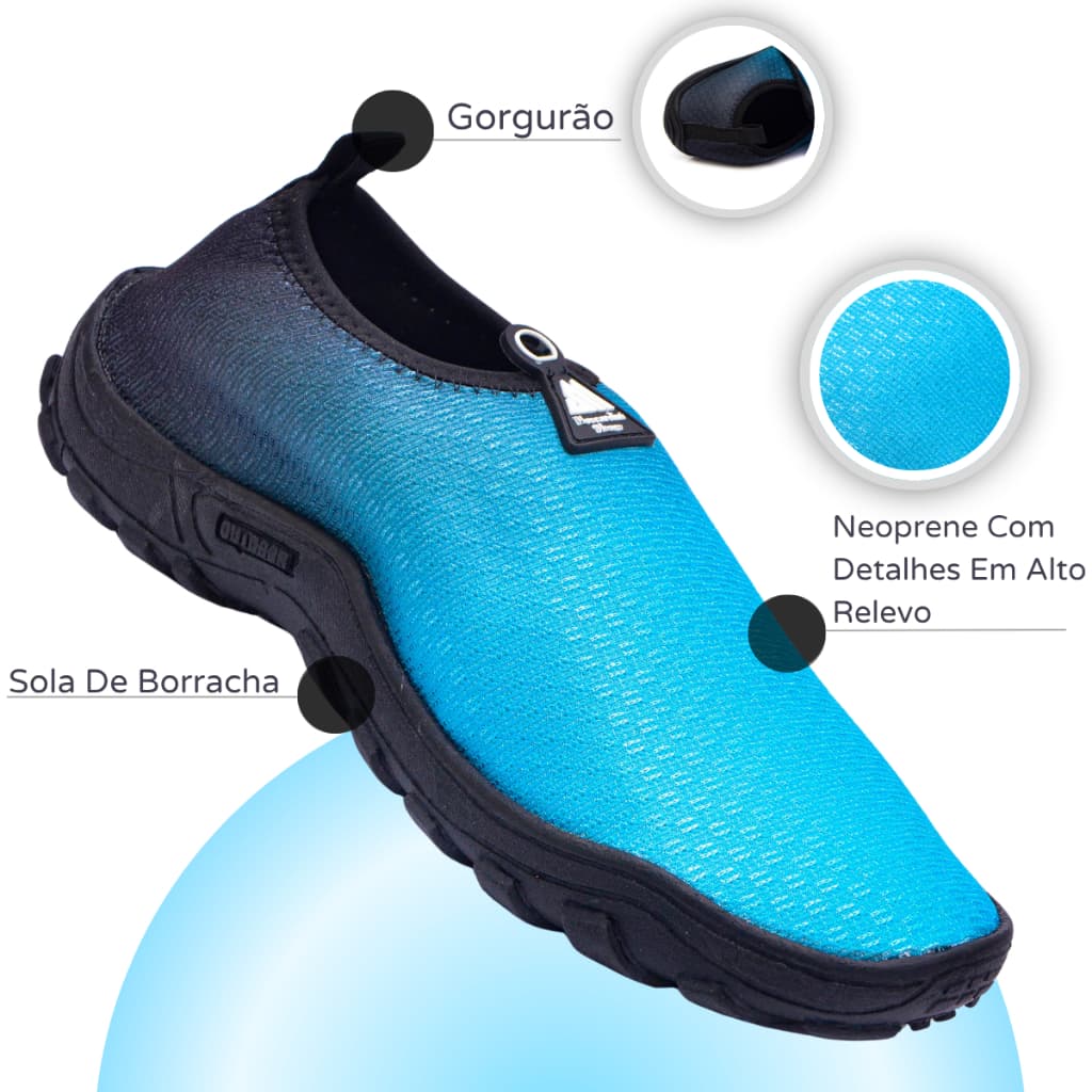 Sapatilha Aquatica Sola Borracha Pesca Praia Rios Cachoeira Trilhas Lançamento Neoprene Constelação