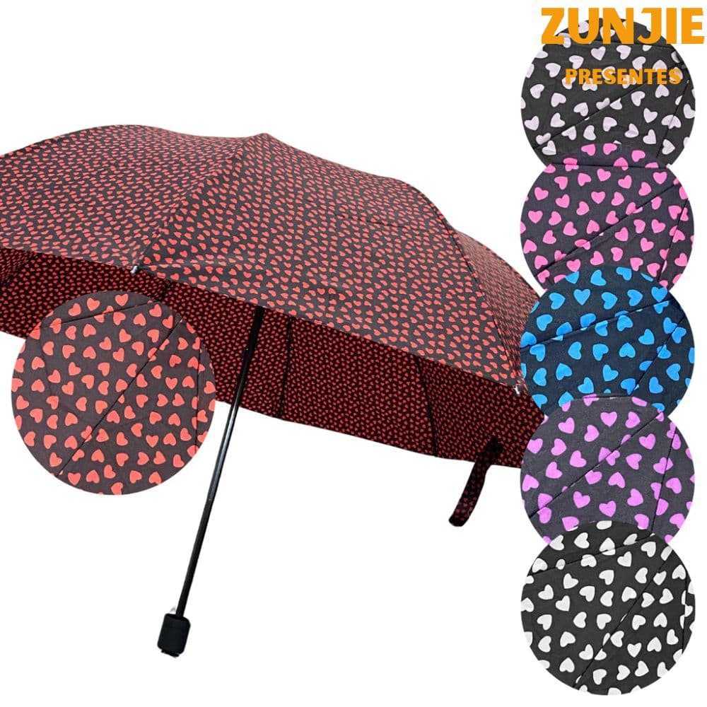 Sombrinha Grande Reforçada Estampa de Coração SZJ-058