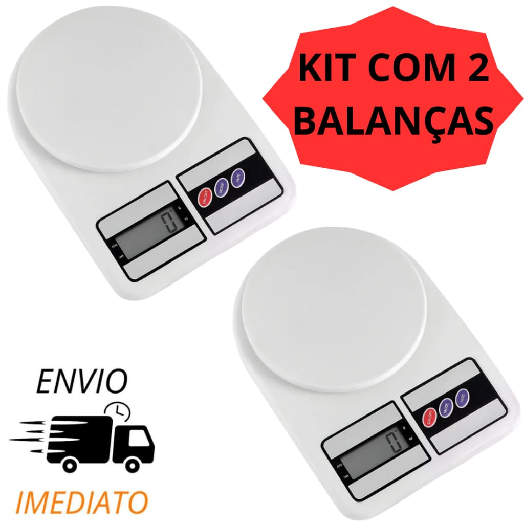KIT 2 balanças de cozinha Nutricional 10kg com Precisão de 1g - Para Dieta e Saúde