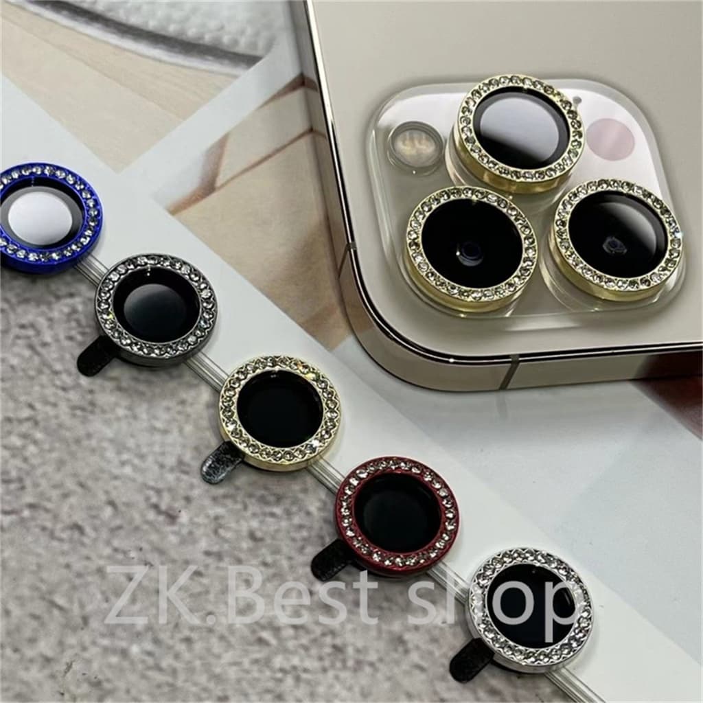 Kit Películas Lente Câmera Brilho brilhante Para iPhone Strass 16 15 14 13 12 11 Pro Max plus mini air