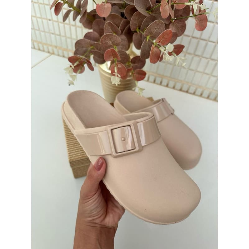 Mule Babuche Feminino Confortavel Chique Marrom Preto Nudeb