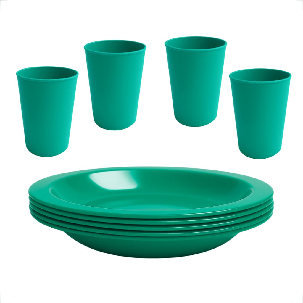 Kit 4 Pratos Fundos + 4 Copos 200ML Plásticos Para Festas Eventos Escolas Creches Infantil Versátil