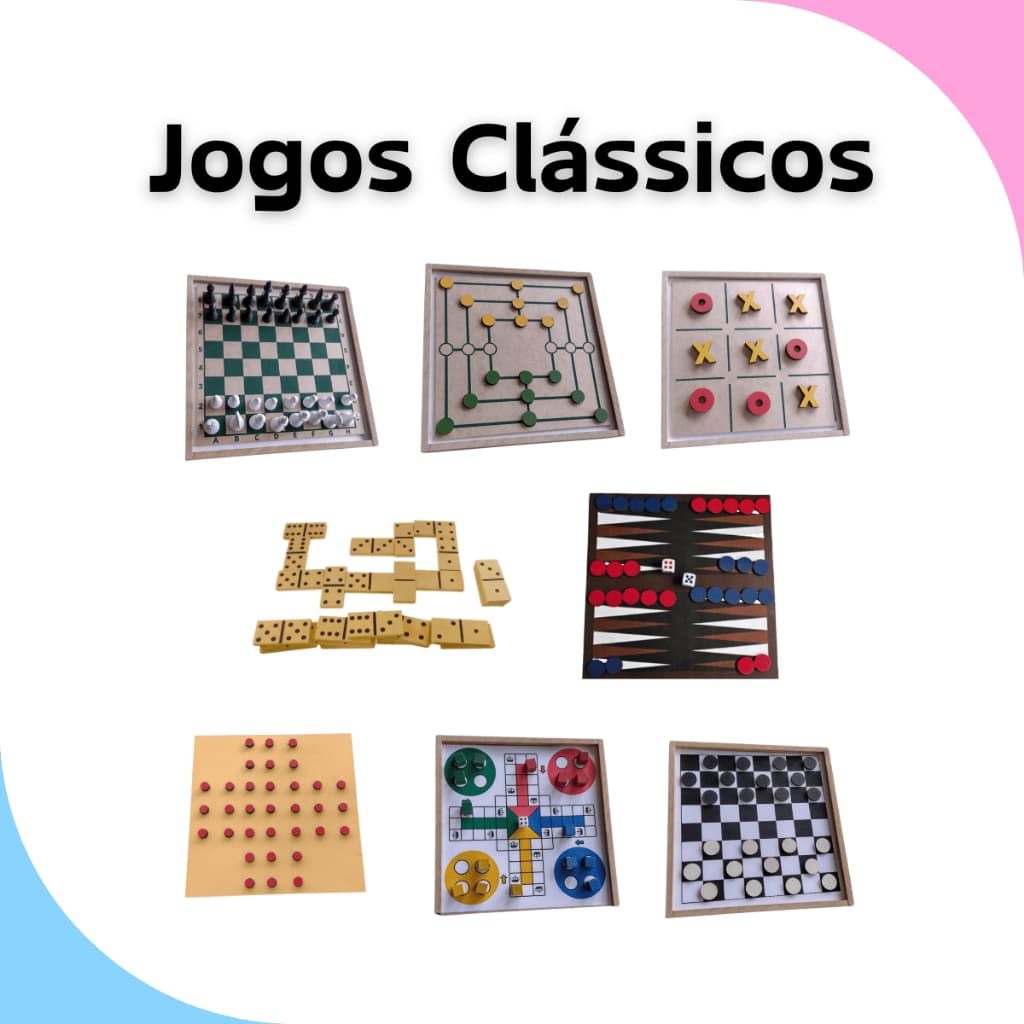 Jogos Tabuleiro Xadrez Dama Ludo Trilha Jogo da Velha Dominó Resta Um Jogo Mesa Tradicional Clássica