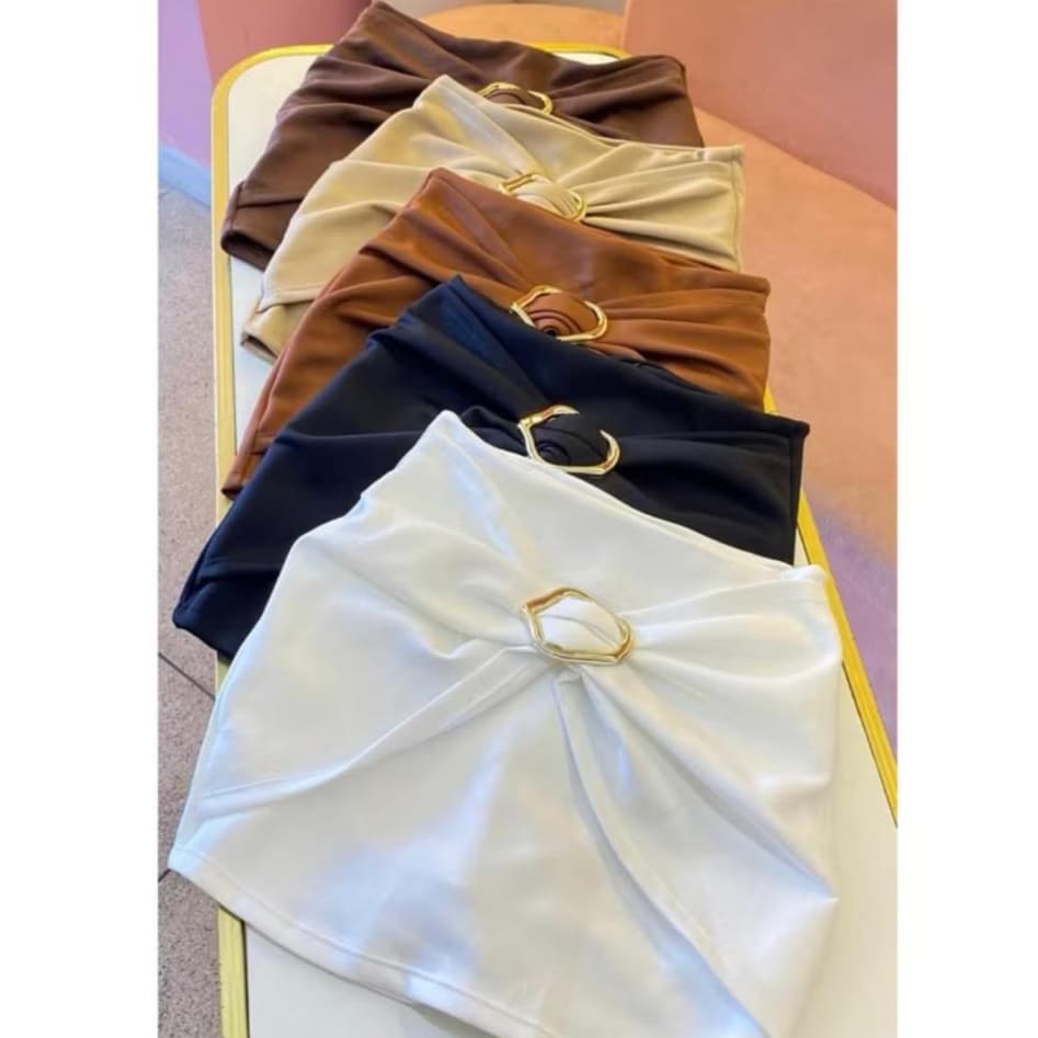 Short Saia com Argola Neoprene Organico Inverno Frio Roupa Feminina Envio Rapido