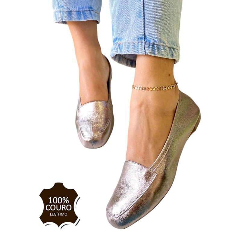 Sapato Mocassim Sapatilha Feminino Couro Legítimo Macio Excelente Qualidade Conforto Trabalho Casual