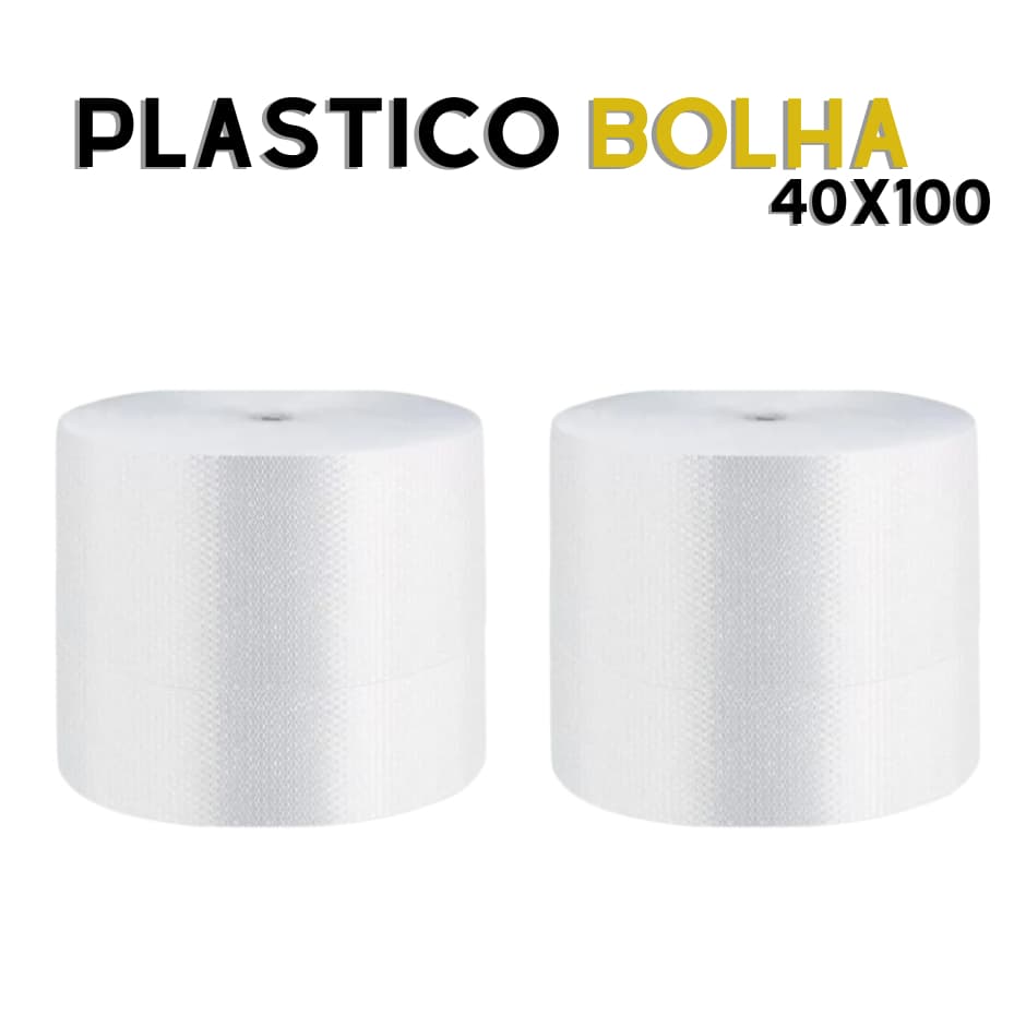 2 Bobinas Plastico Bolha 40cm X100m Mudança Fragil Ecommerce -AF