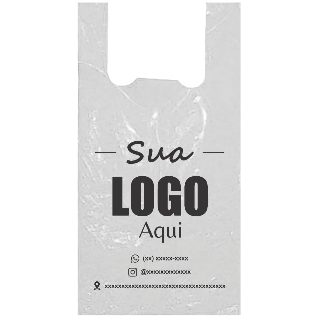 Sacolas Plásticas Para Loja Personalizadas - 30x40 cm - Alça Camiseta - 100 ou 250 unidades