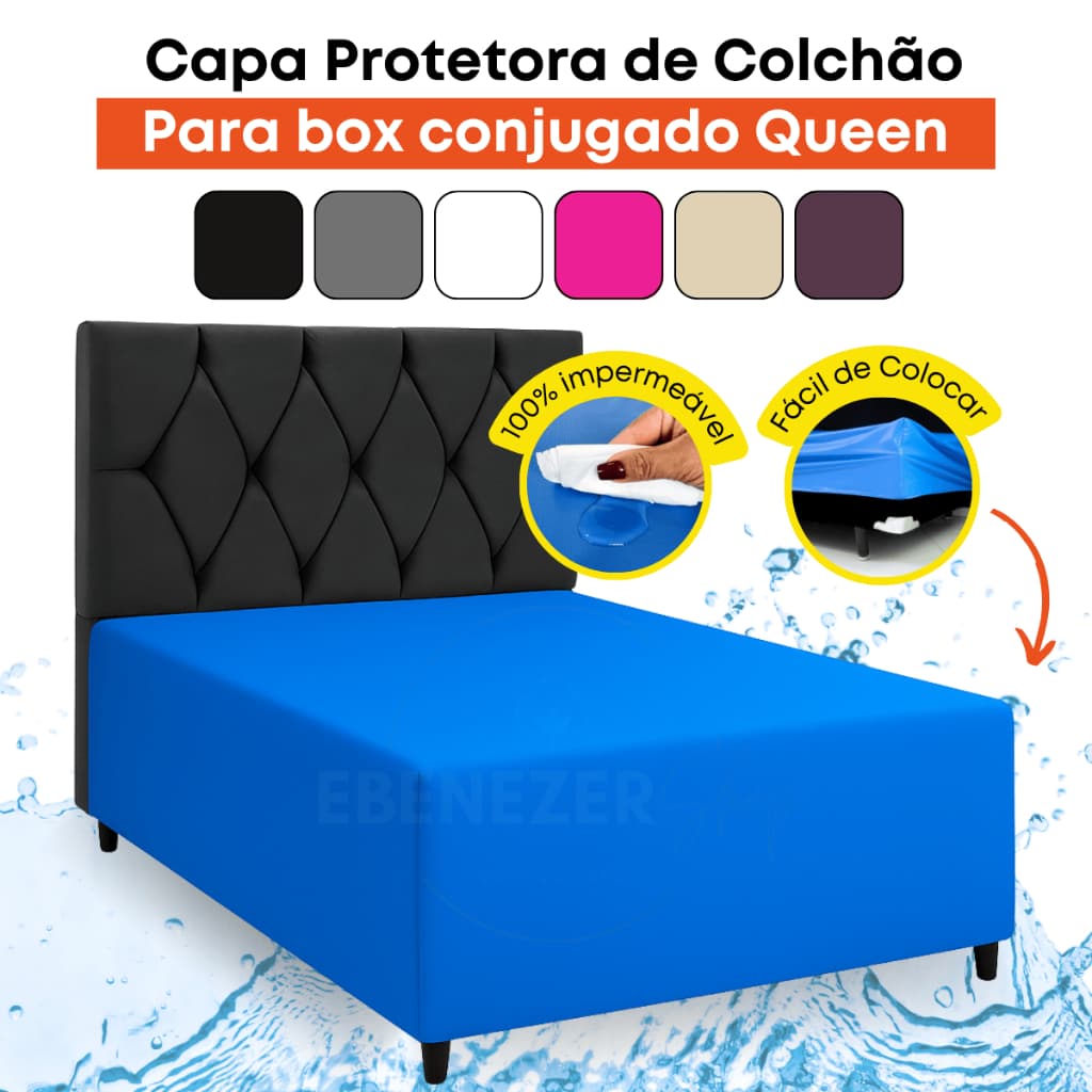 Capa Protetora Luva Cama Box Conjugada Impermeável Protetor de Colchão Queen Antialérgico