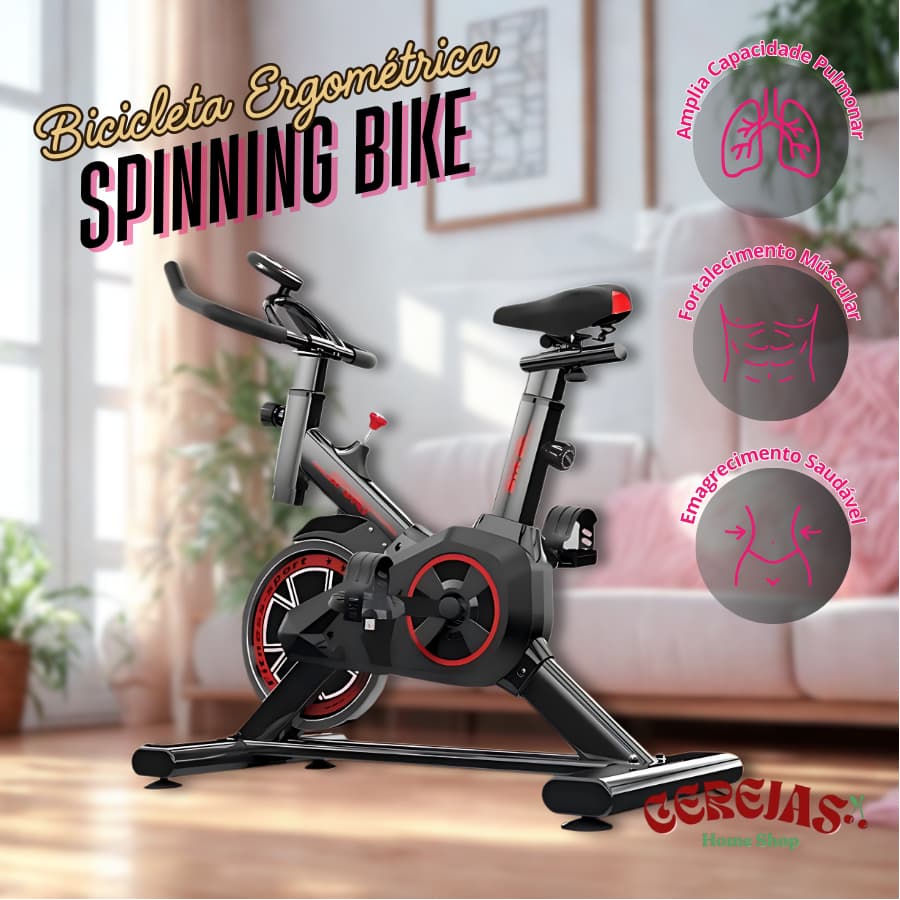 Bicicleta Spinning Profissional Ergométrica com Roda de Inércia Reforçada Suporta 120kg