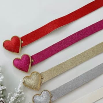 Cinto Moda Infantil Fivela Coração Com Brilhos Glitter Para Crianças QZ-125