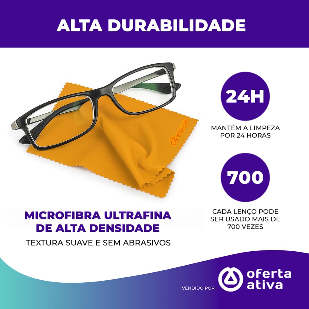 Pano de Microfibra Antiembaçante – Limpa Óculos, Telas e Lentes, Reutilizável até 700x