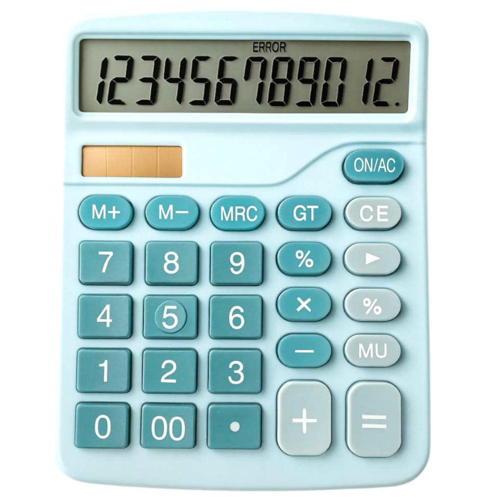 Calculadora 12 digitos 837B Azul solar  pilha mesa balcão escritório  estudante display LED compacta