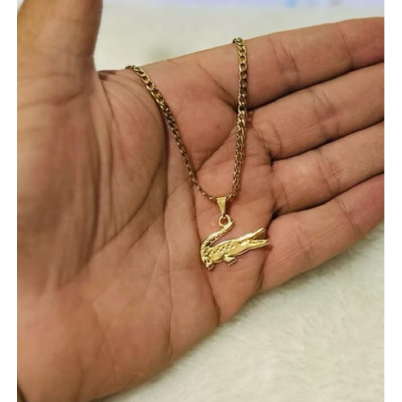 corrente baby infantil croco folheado a ouro 18k