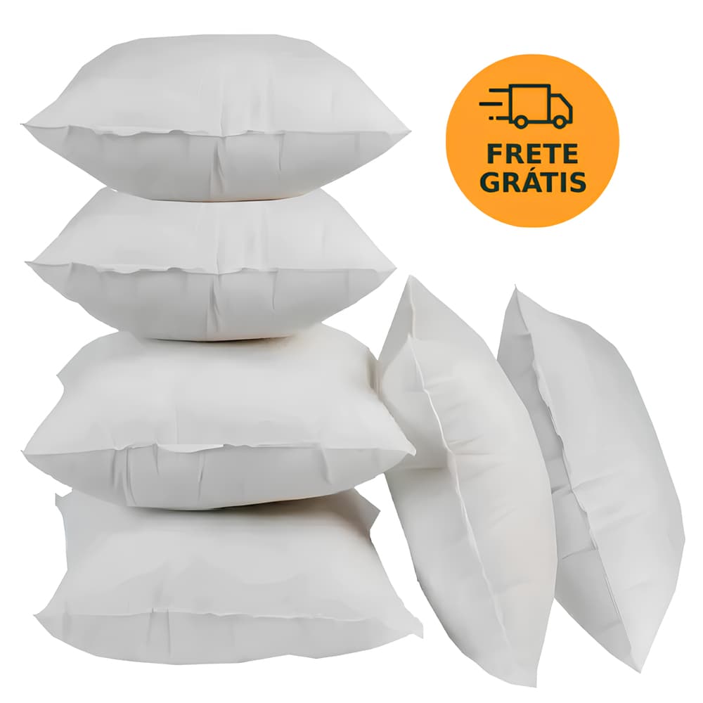 kit com 6 Refil de almofada 45 Cm x 45 Cm de fibra ecológica ótimo custo beneficio