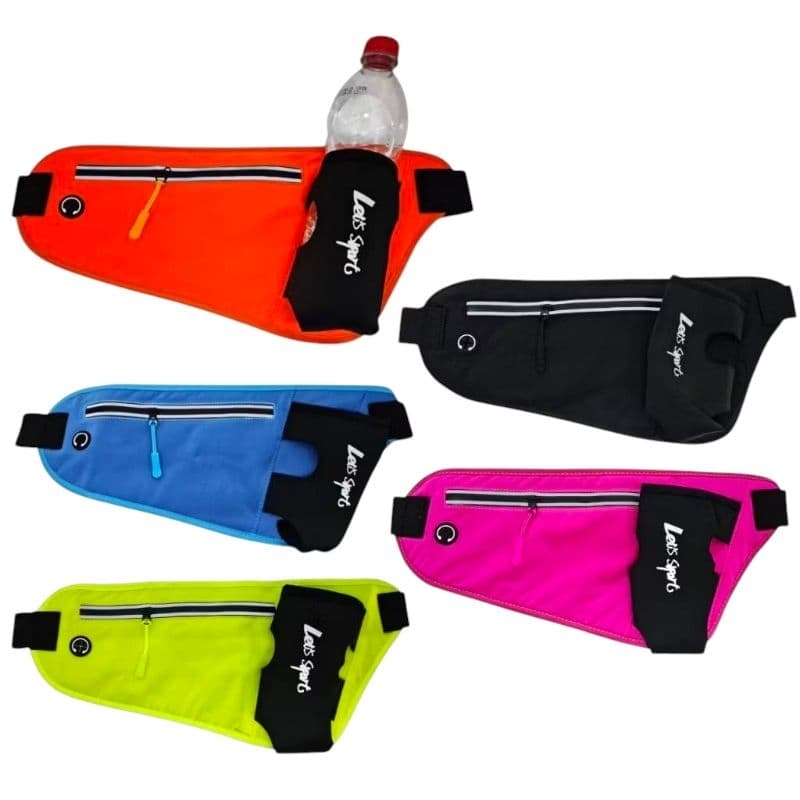 Pochete Esportiva Corrida porta Garrafa c/ saída para fone - Slim/Impermeável - caminhada e academia