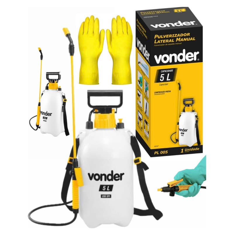 Bomba Pulverizadora Vonder Lateral 5 Litros Manual + Brindes