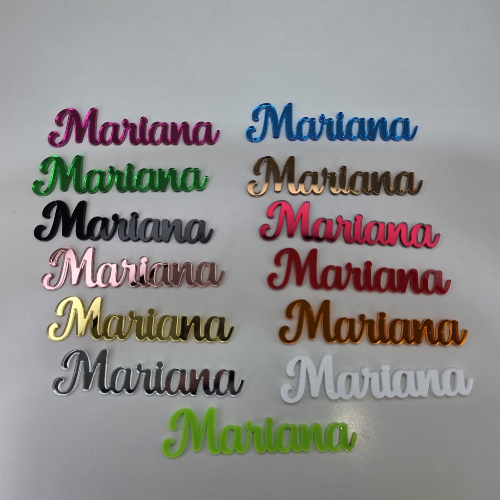 Aplique Nome 5cm Acrilico Espelhado  - Kit 5 ate 40 unidades