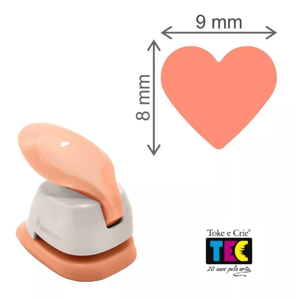 Mini Furador Scrapbook Papel E Eva Premium Coração 9mm - Toke E Crie