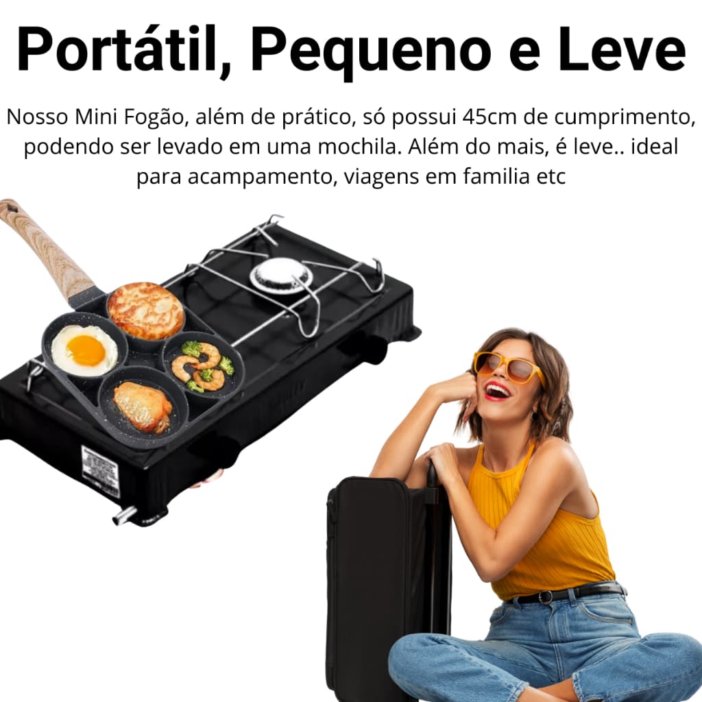 Fogão 2 Bocas Portátil Fogareiro a Gás 2 Bocas Fogão Camping Fogão Caminhoneiro