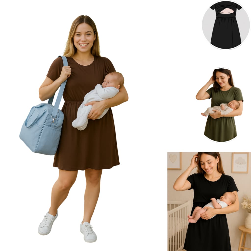 Vestido Amamentação Diversas Cores Viscolycra Premium Casual Pratico Gestante Grávida Maternidade Amamentar