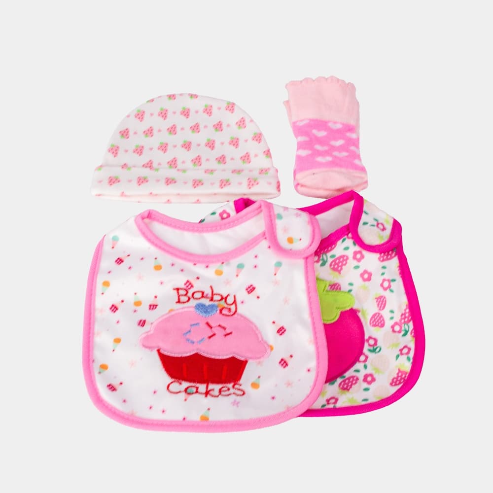 Kit 2 Babador Dupla Face + Gorro de Bebê + Meias para Bebês