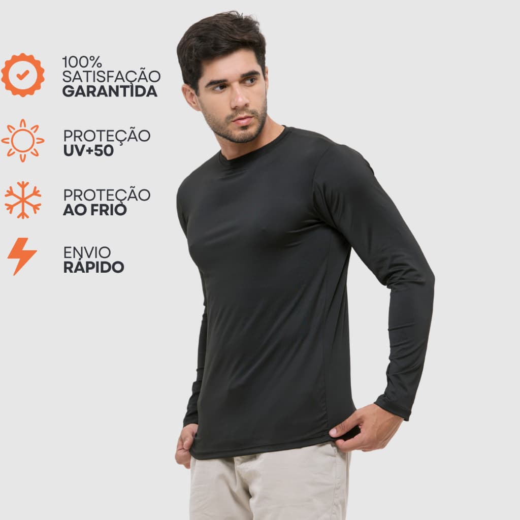camisa proteção solar uv lisa - segunda pele. proteção uv cores blusa lisa - uv fator 50+
