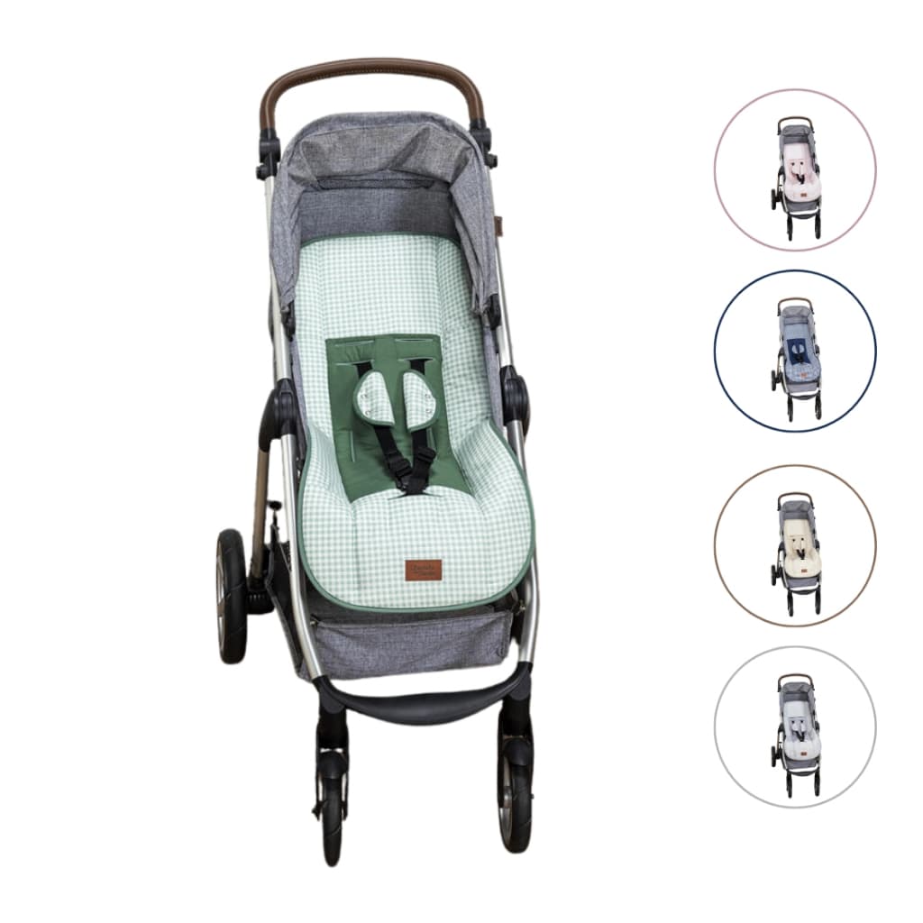 Capa De Carrinho Exclusivo Xadrez 100% Algodão Com Abraçadeiras - 03 Peças